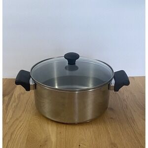 Farberware 5 QT Stainless Steel Stock Pot W/Glass Lid Dutch Oven Impacted Bonded